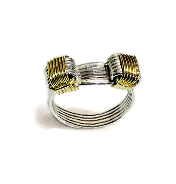 anillo nudo africano en oro amarillo 18 kilates y plata