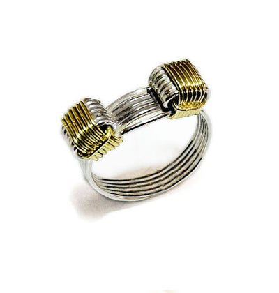 anillo nudo africano en oro amarillo 18 kilates y plata