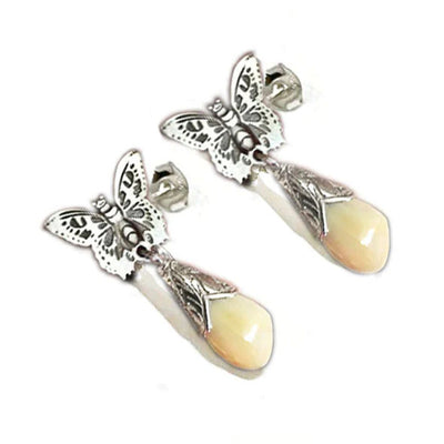 pendiente mariposa perla venado con plata 3
