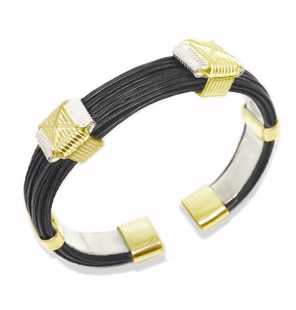 pulsera-2-nudos-africanos-en-Oro-y-Plata-con-pelo-de-Bufalo-foto-1