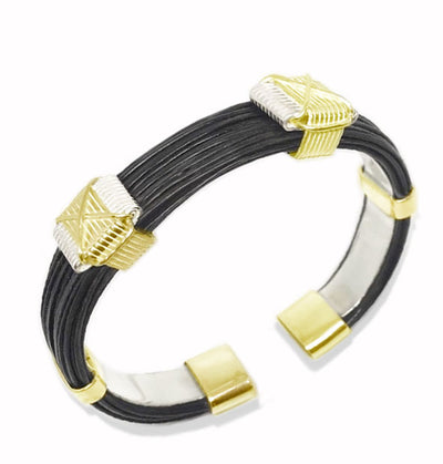 pulsera-2-nudos-africanos-en-Oro-y-Plata-con-pelo-de-Bufalo-foto-3