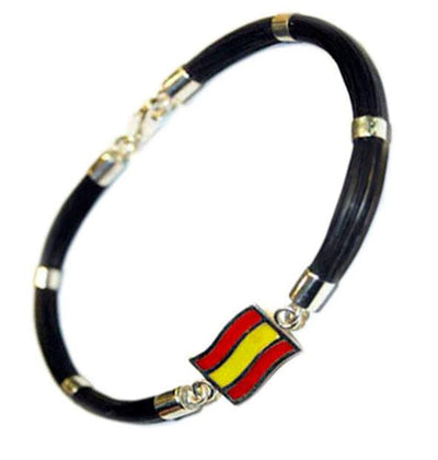 pulsera-bandera-España-esmaltada-con-pelo-de-jirafa-en-plata-2