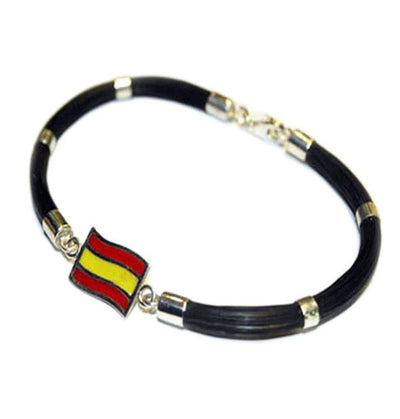 pulsera-bandera-España-esmaltada-con-pelo-de-jirafa-en-plata-3