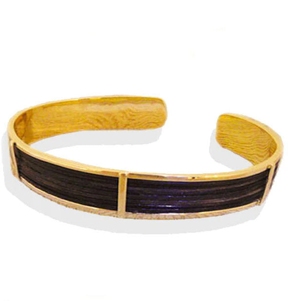 pulsera-plana-carril-mediana-pelo-bufalo-con-oro-18-kilates-foto-1