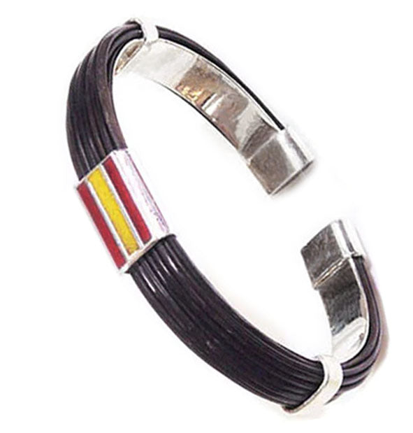 pulsera-plana-pelo-bufalo-bandera-España-en-plata-2