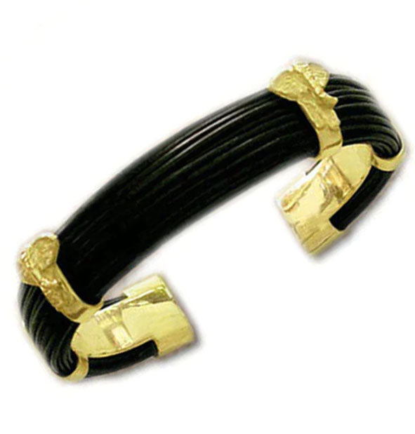 pulsera-plana-pelo-bufalo-con-2-elefantes-en-oro-18-kilates-foto-2