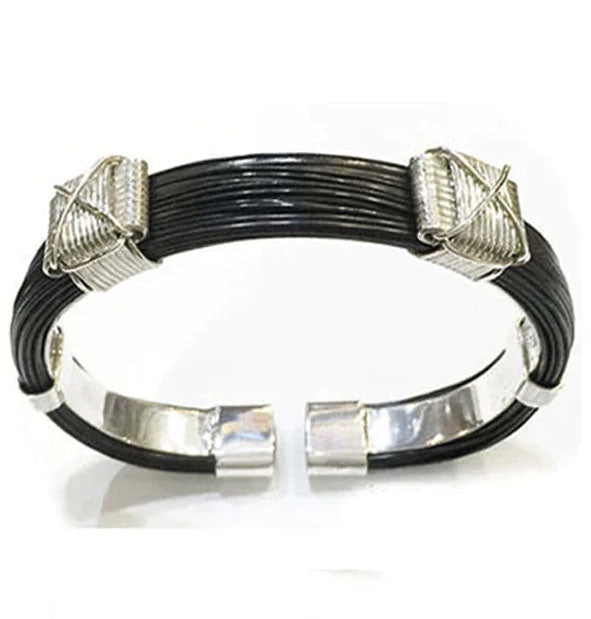 pulsera-plana-pelo-bufalo-nudos-africanos-en-plata