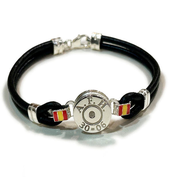 pulsera-replica-culata-bala-con-cuero-y-bandera-Espana-en-plata-10