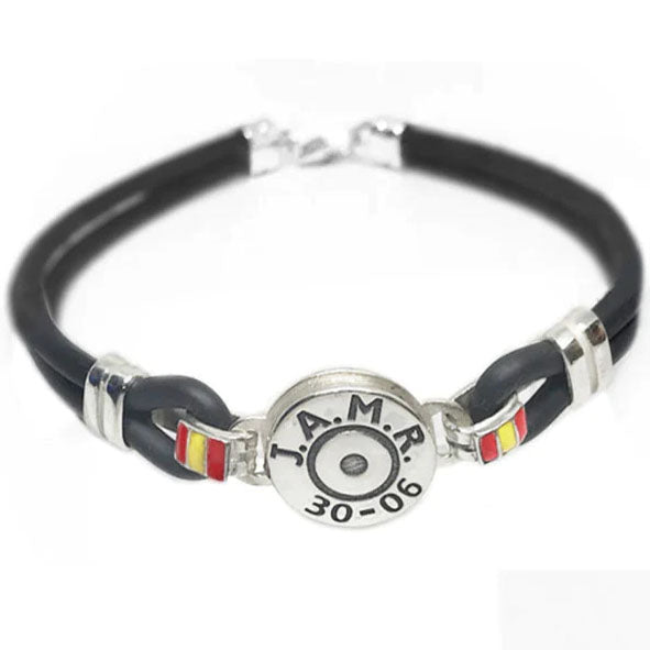 pulsera-replica-culata-bala-con-cuero-y-bandera-Espana-en-plata-1