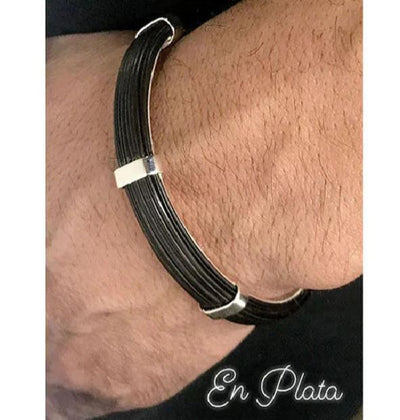 pulsera-rigida-plana-pelo-bufalo-con-plata-7-mms-ancho-foto-12