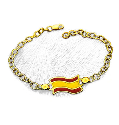 pulsera cadena bandera España esmaltada en oro 18 kilates 