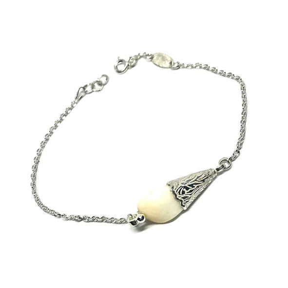 pulsera campanita perla venado con cadena en plata 2