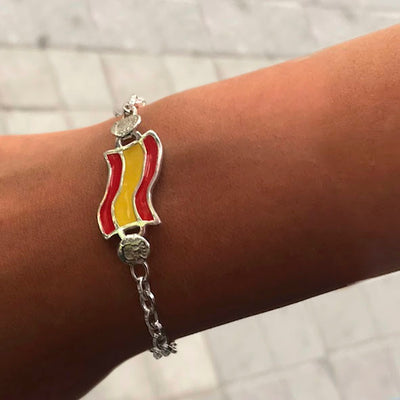 pulsera cadena bandera España esmaltada en plata 3