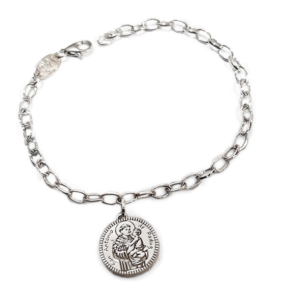 pulsera eslabones con San Antonio de Padua en plata foto 1